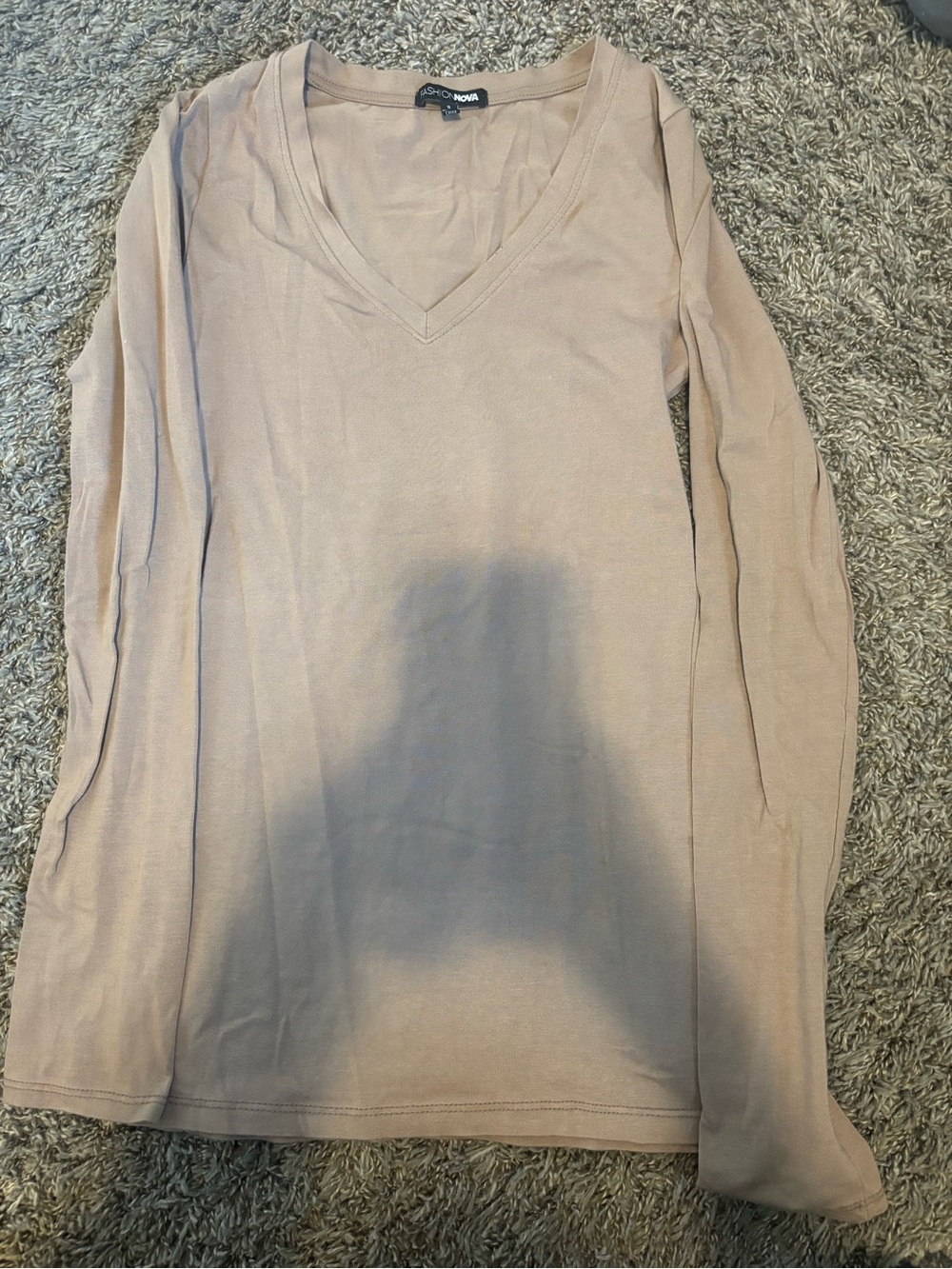 a new day Beige V-Neck Long Sleeve Top